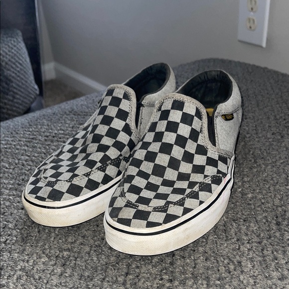 Vans Black and Gray Checkered Slip-On Sneakers - Picture 1 of 1